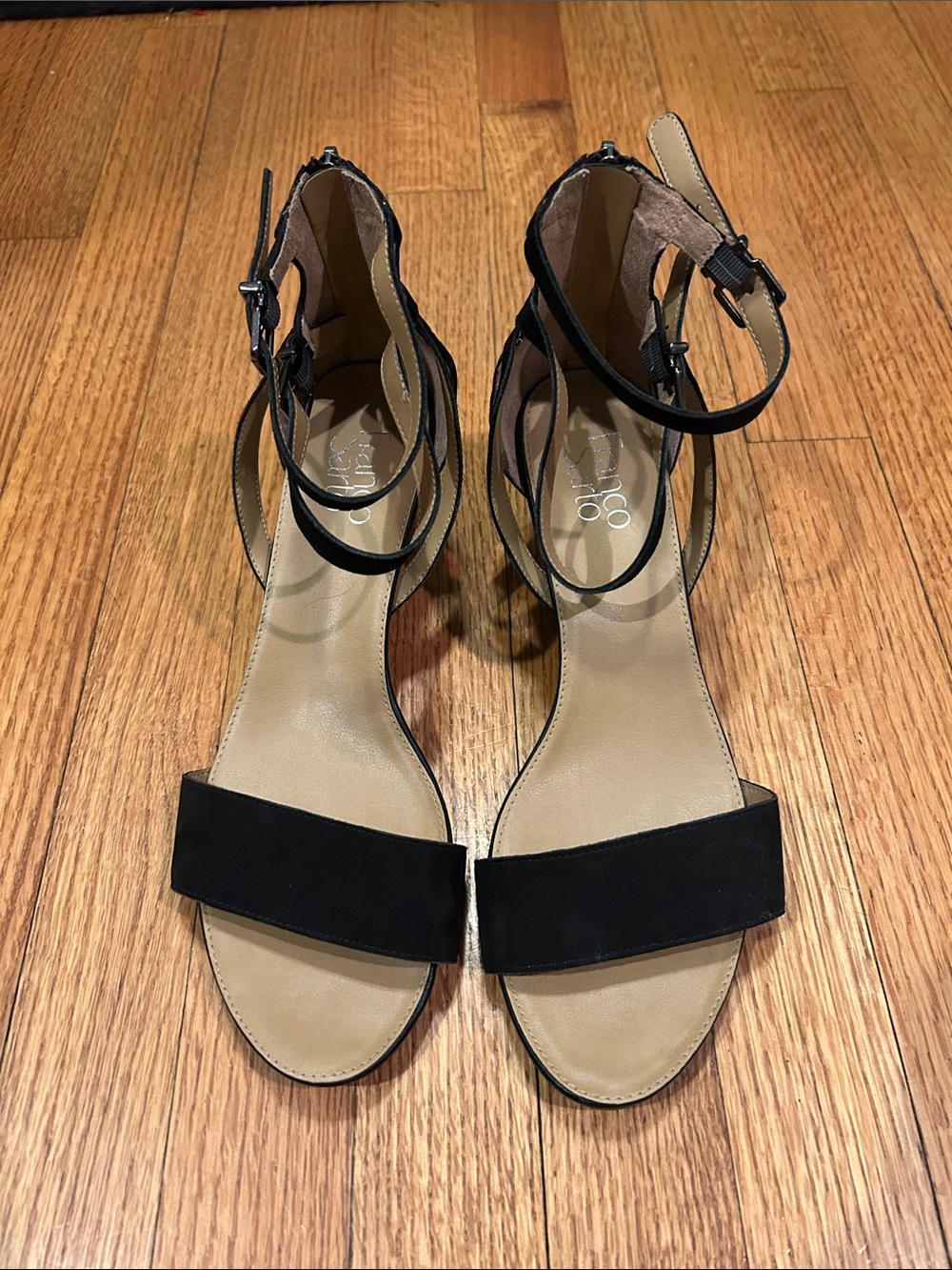 Franco Sarto Black Ankle-Strap Open-Toe Sandals Size 10